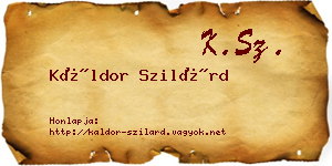 Káldor Szilárd névjegykártya