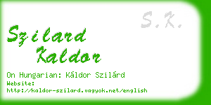 szilard kaldor business card