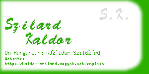 szilard kaldor business card